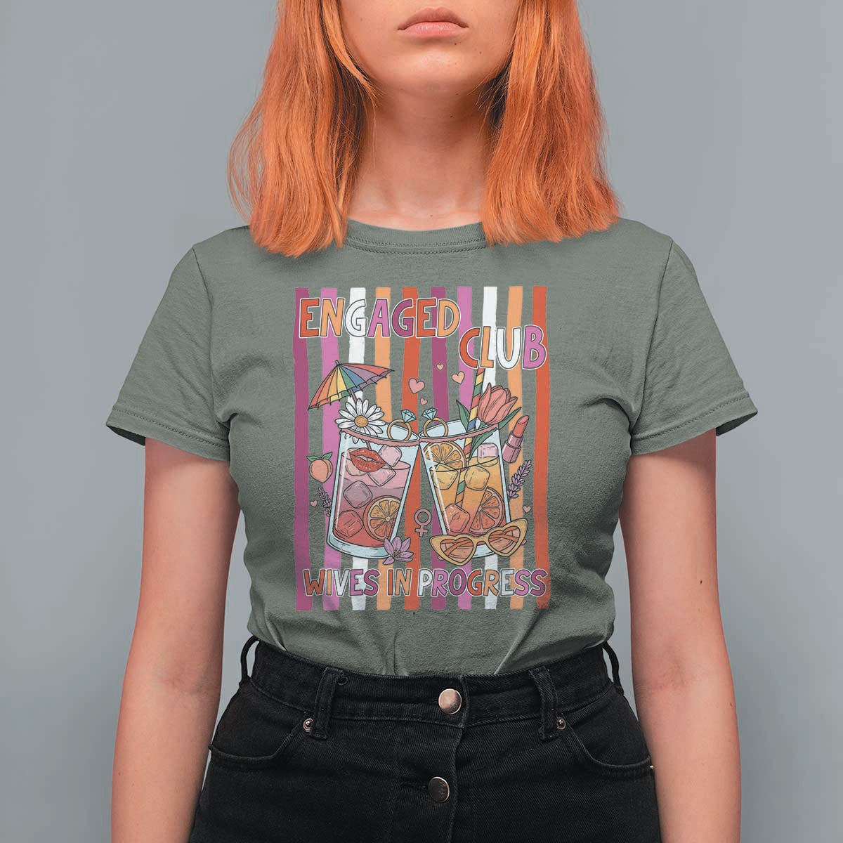 Engaged Club Wives In Progress T Shirt For Women Lesbian Bachelorette Engagement Gift