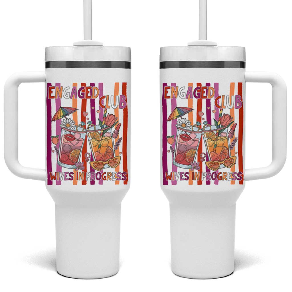 Engaged Club Wives In Progress Tumbler With Handle Lesbian Bachelorette Engagement Gift