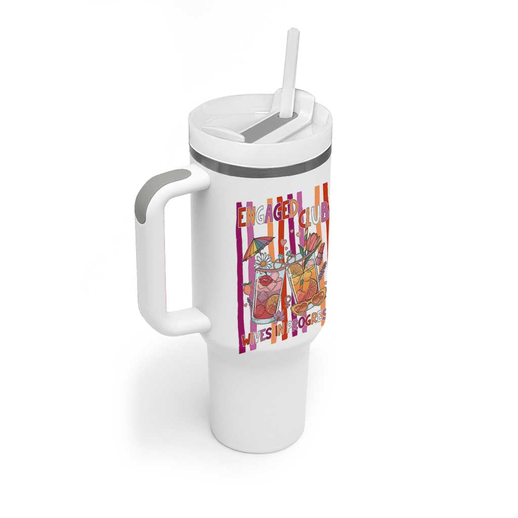 Engaged Club Wives In Progress Tumbler With Handle Lesbian Bachelorette Engagement Gift