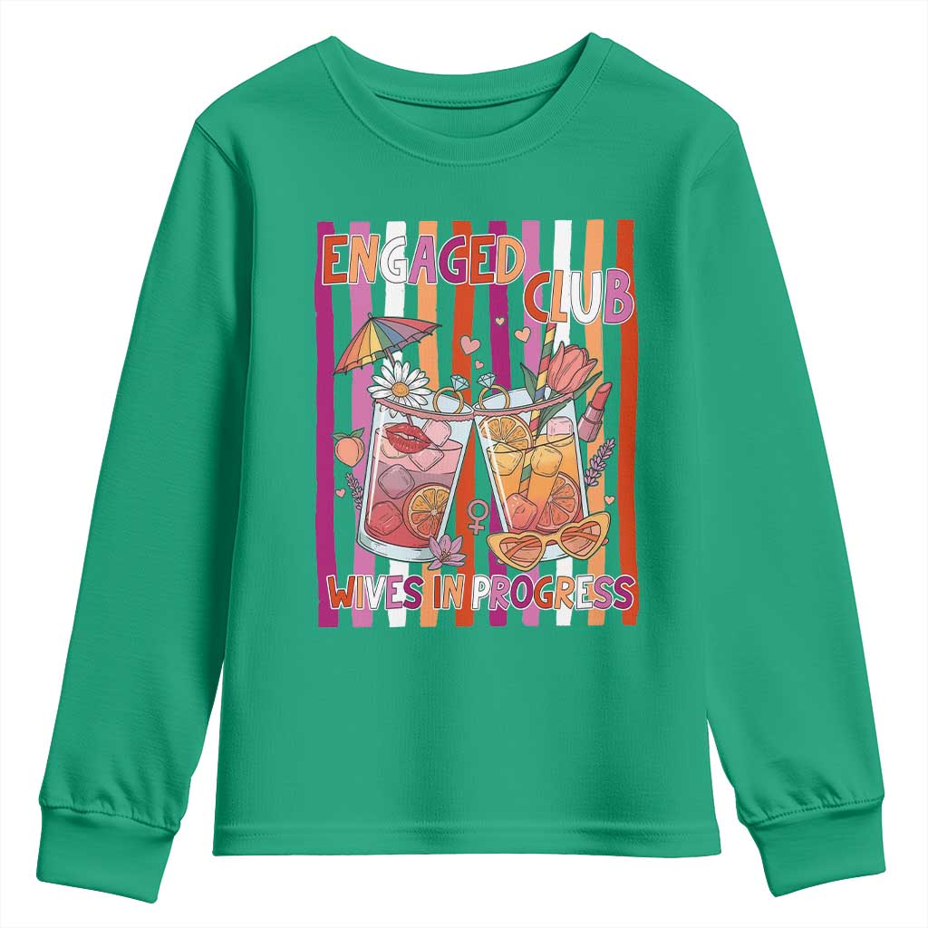 Engaged Club Wives In Progress Youth Sweatshirt Lesbian Bachelorette Engagement Gift
