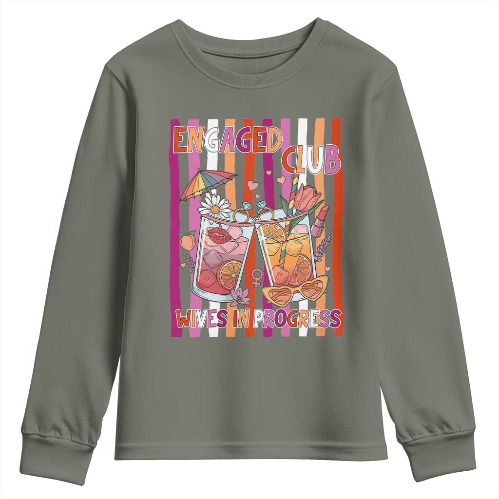 Engaged Club Wives In Progress Youth Sweatshirt Lesbian Bachelorette Engagement Gift