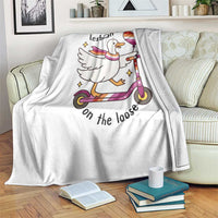 Lesbian Goose On The Loose Throw Blanket Funny LGBTQ Animal Pride Gift