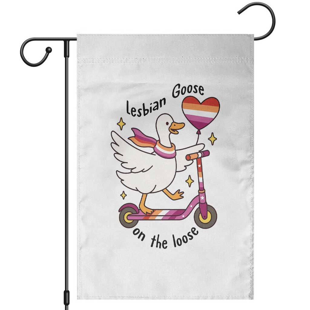 Lesbian Goose On The Loose Garden Flag Funny LGBTQ Animal Pride Gift