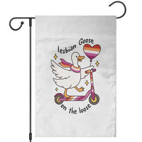 Lesbian Goose On The Loose Garden Flag Funny LGBTQ Animal Pride Gift