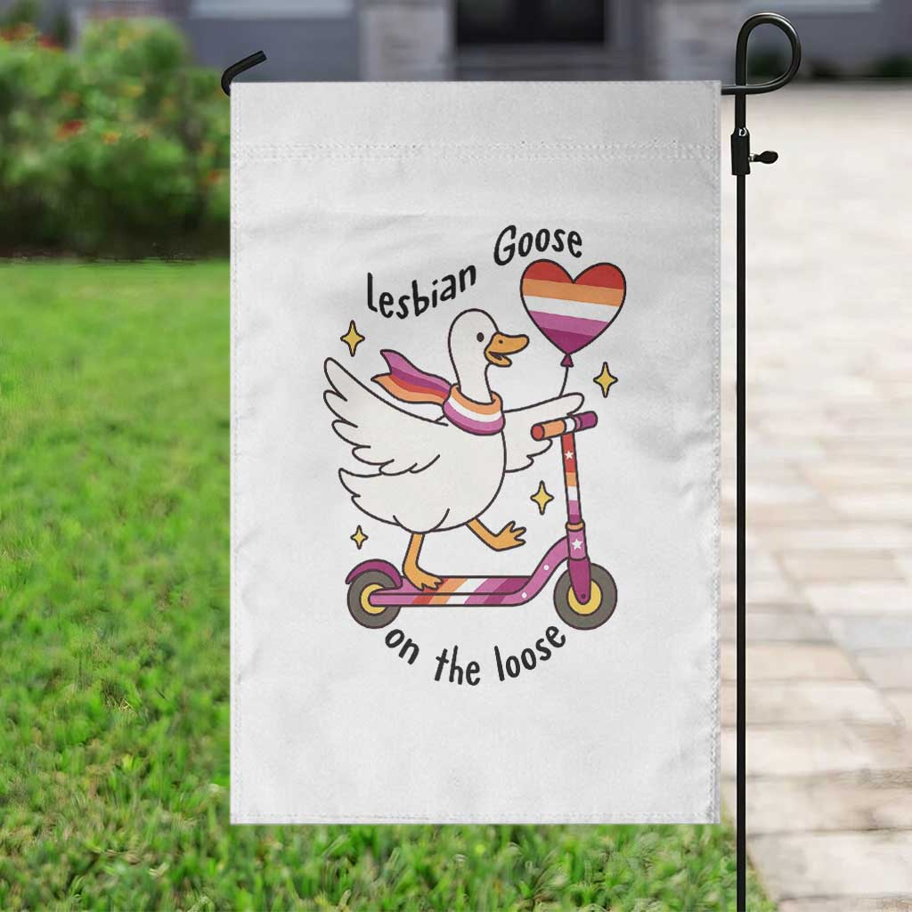 Lesbian Goose On The Loose Garden Flag Funny LGBTQ Animal Pride Gift