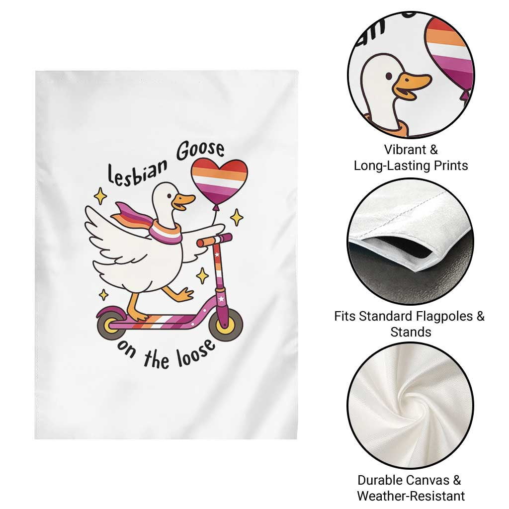 Lesbian Goose On The Loose Garden Flag Funny LGBTQ Animal Pride Gift