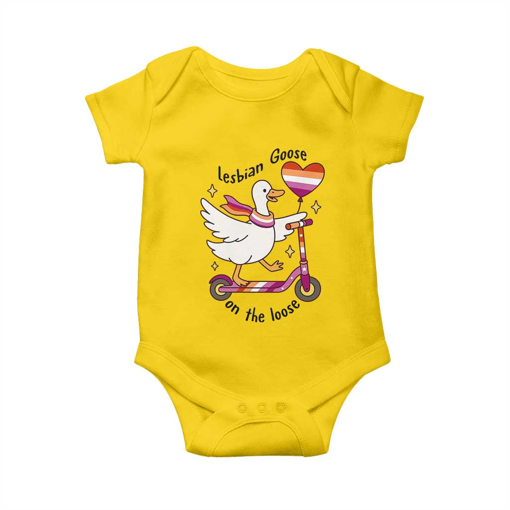Lesbian Goose On The Loose Baby Onesie Funny LGBTQ Animal Pride Gift
