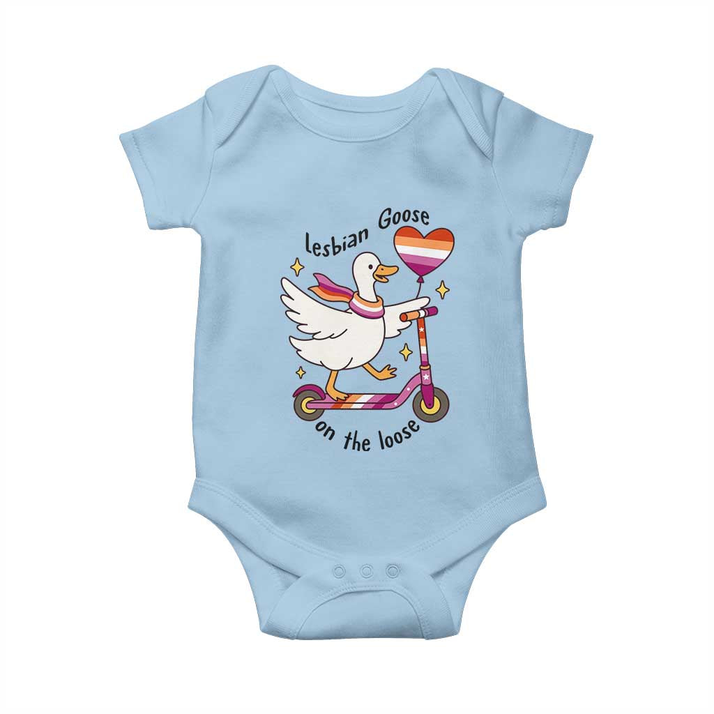 Lesbian Goose On The Loose Baby Onesie Funny LGBTQ Animal Pride Gift
