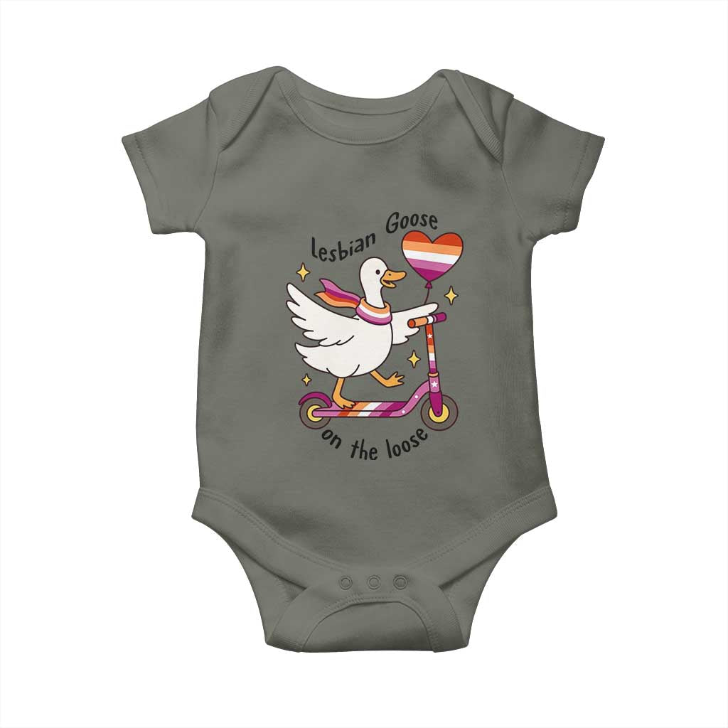 Lesbian Goose On The Loose Baby Onesie Funny LGBTQ Animal Pride Gift