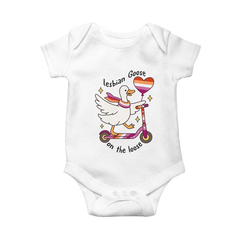 Lesbian Goose On The Loose Baby Onesie Funny LGBTQ Animal Pride Gift