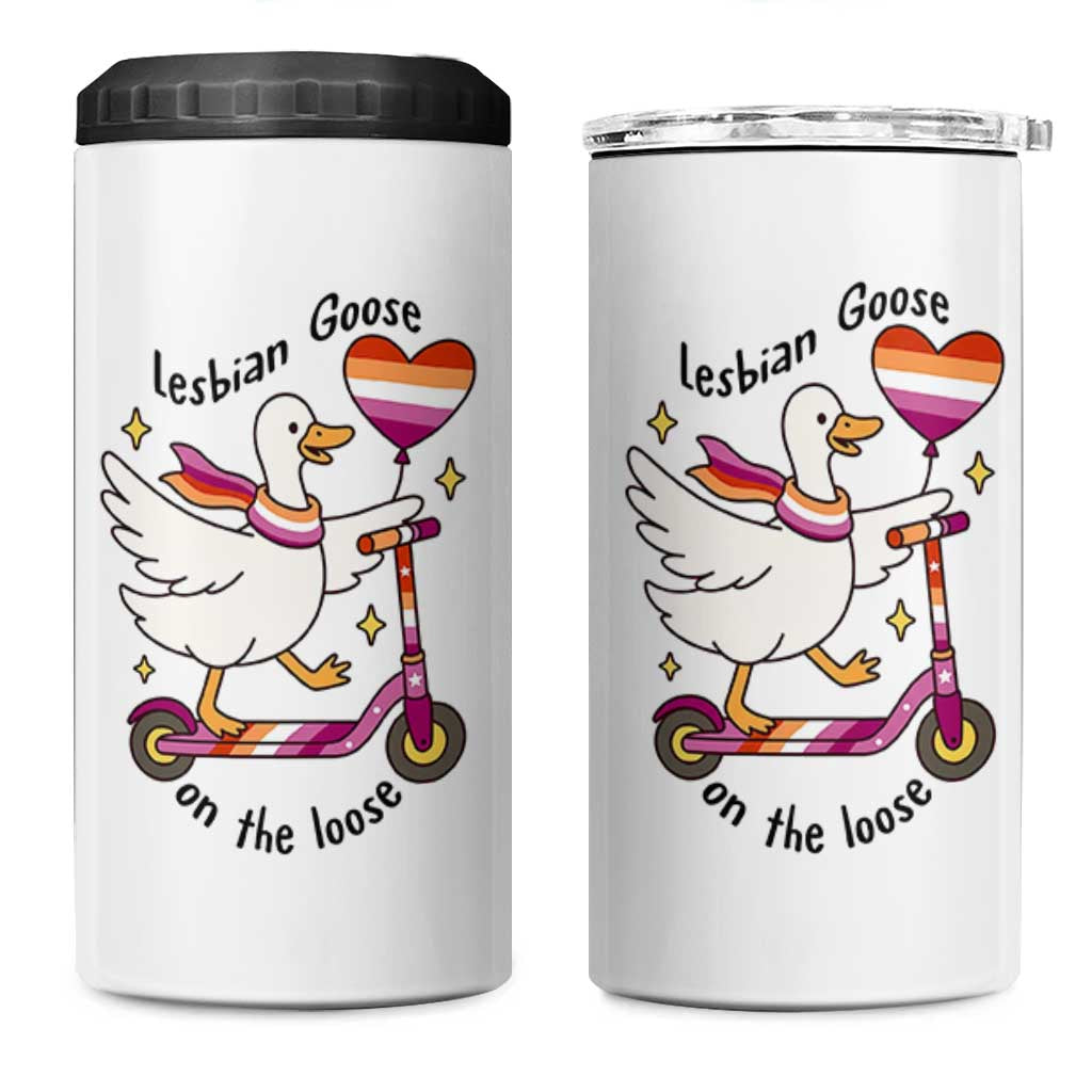 Lesbian Goose On The Loose 4 in 1 Can Cooler Tumbler Funny LGBTQ Animal Pride Gift