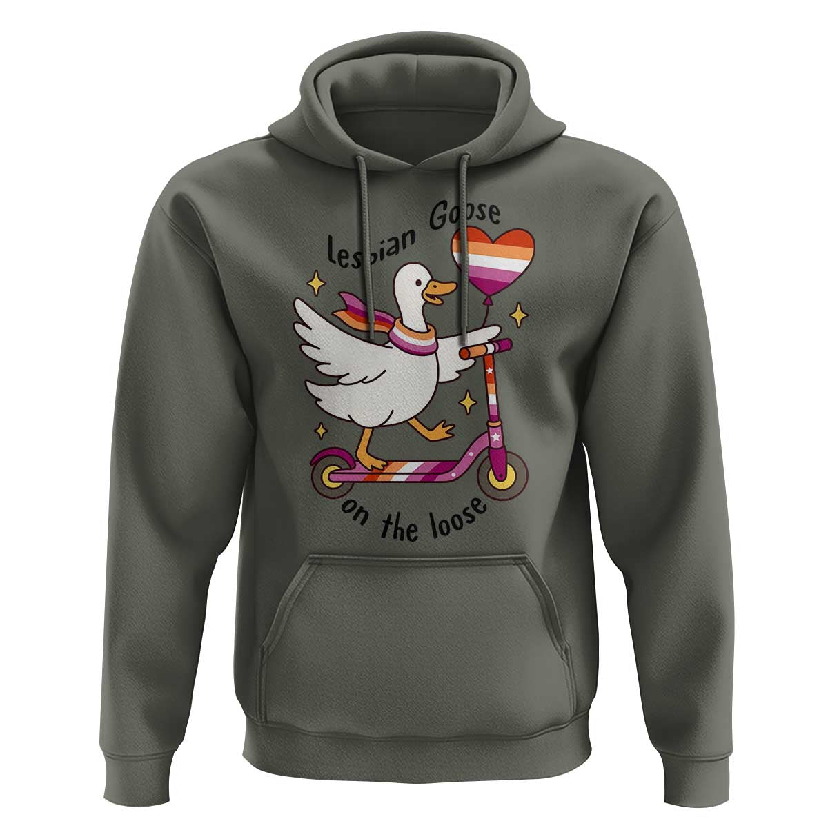 Lesbian Goose On The Loose Hoodie Funny LGBTQ Animal Pride Gift