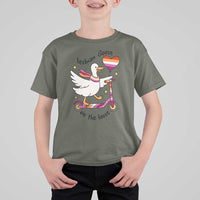 Lesbian Goose On The Loose T Shirt For Kid Funny LGBTQ Animal Pride Gift
