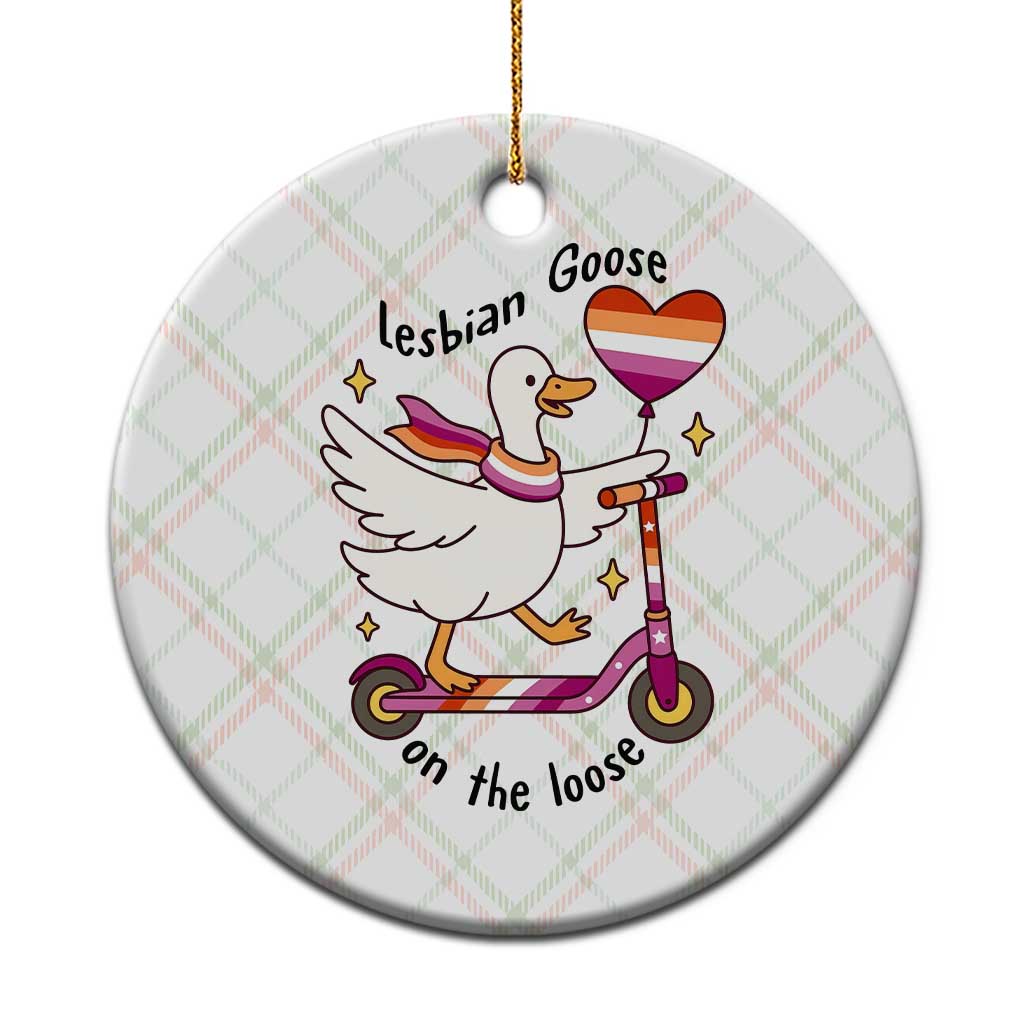 Lesbian Goose On The Loose Ceramic Ornament Funny LGBTQ Animal Pride Gift