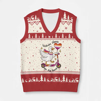 Lesbian Goose On The Loose V-Neck Knit Sweater Vest Funny LGBTQ Animal Pride Gift