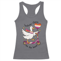 Lesbian Goose On The Loose Racerback Tank Top Funny LGBTQ Animal Pride Gift