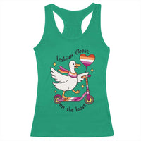 Lesbian Goose On The Loose Racerback Tank Top Funny LGBTQ Animal Pride Gift