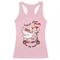 Lesbian Goose On The Loose Racerback Tank Top Funny LGBTQ Animal Pride Gift