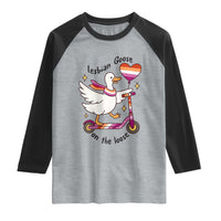 Lesbian Goose On The Loose Raglan Shirt Funny LGBTQ Animal Pride Gift