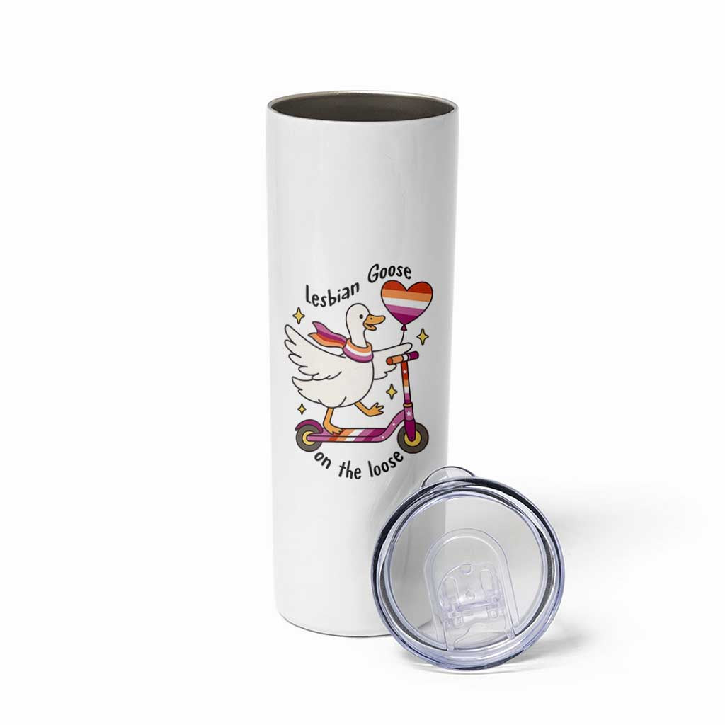 Lesbian Goose On The Loose Skinny Tumbler Funny LGBTQ Animal Pride Gift