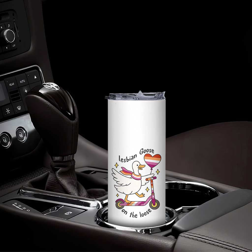 Lesbian Goose On The Loose Skinny Tumbler Funny LGBTQ Animal Pride Gift