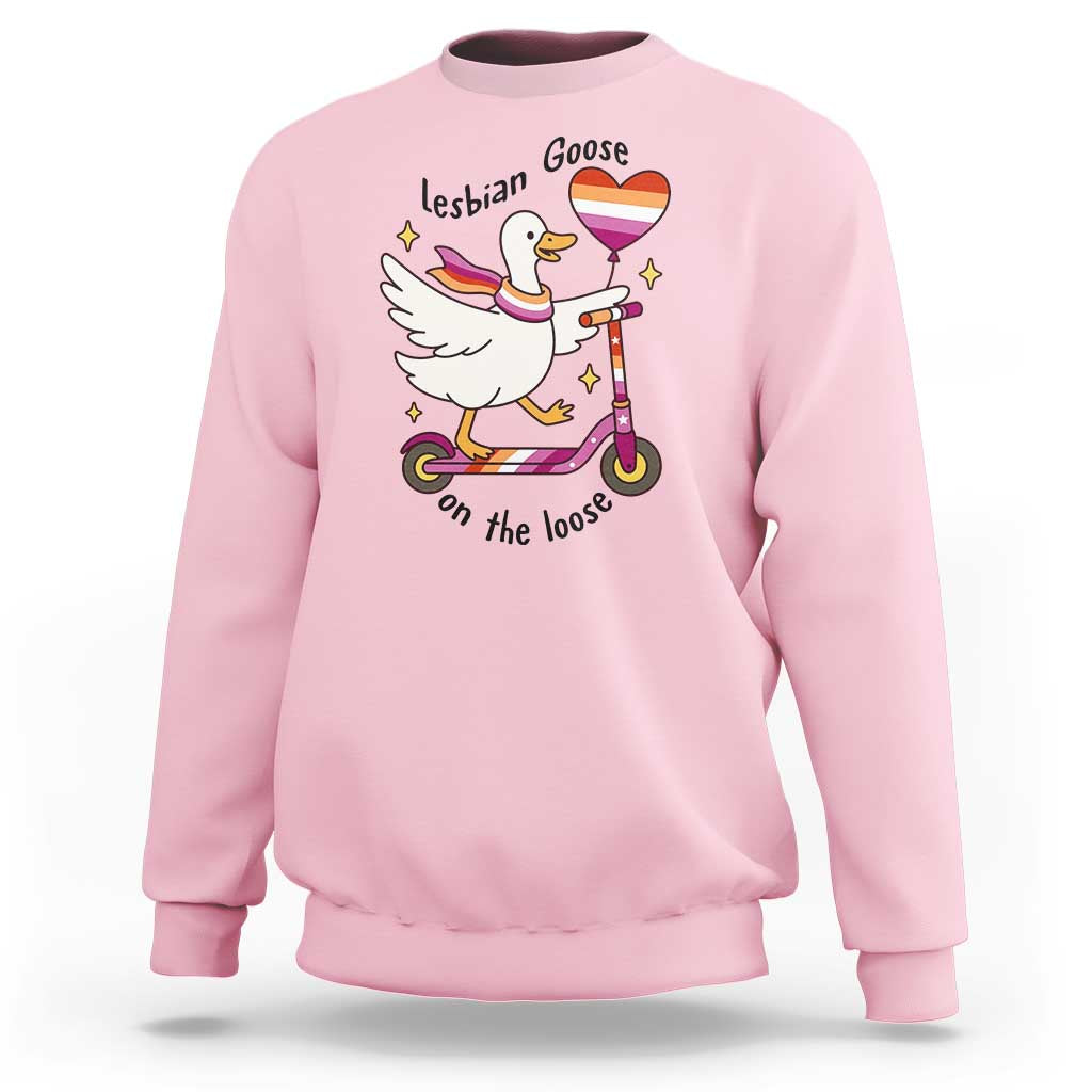 Lesbian Goose On The Loose Sweatshirt Funny LGBTQ Animal Pride Gift