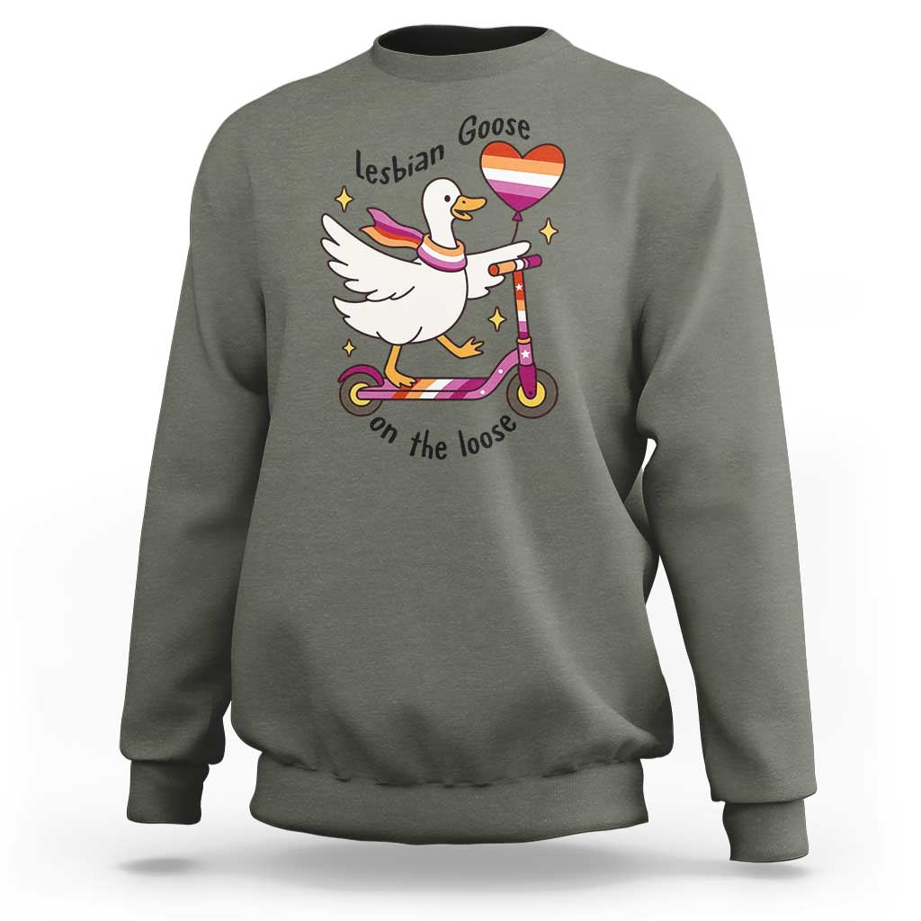Lesbian Goose On The Loose Sweatshirt Funny LGBTQ Animal Pride Gift