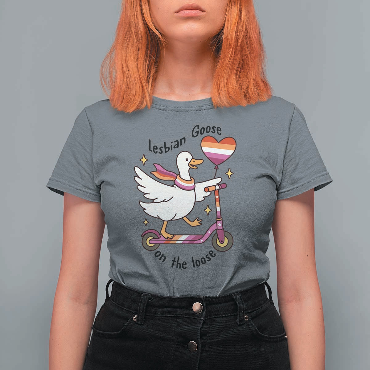 Lesbian Goose On The Loose T Shirt For Women Funny LGBTQ Animal Pride Gift