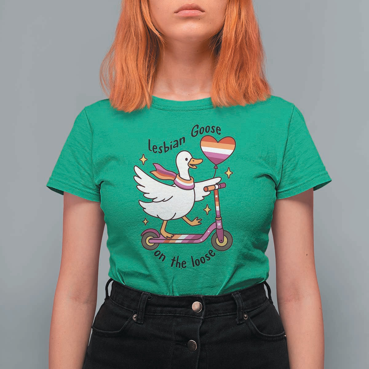 Lesbian Goose On The Loose T Shirt For Women Funny LGBTQ Animal Pride Gift