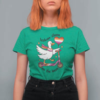 Lesbian Goose On The Loose T Shirt For Women Funny LGBTQ Animal Pride Gift