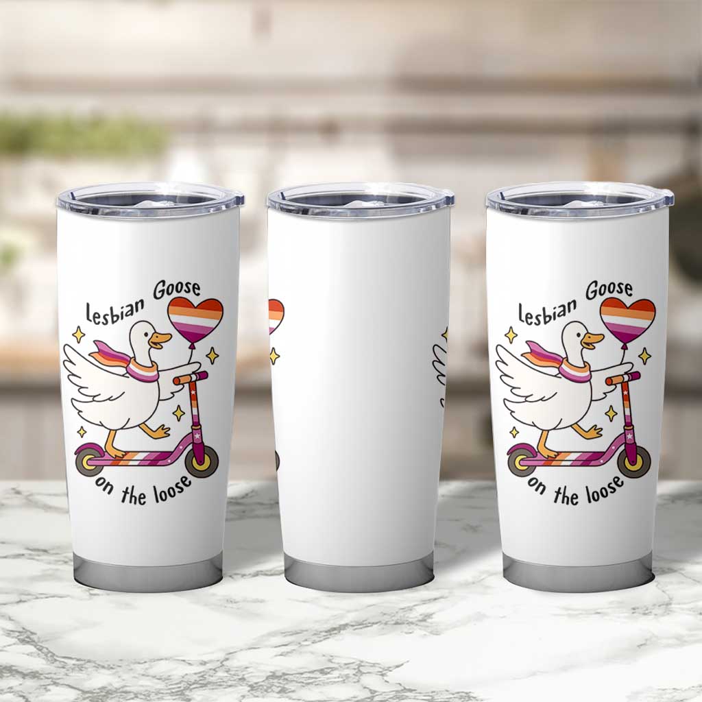 Lesbian Goose On The Loose Tumbler Cup Funny LGBTQ Animal Pride Gift