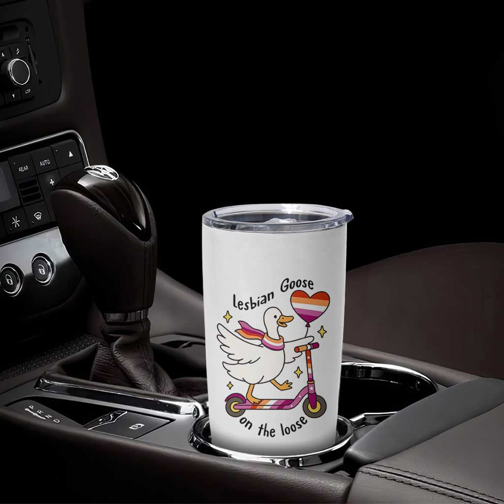 Lesbian Goose On The Loose Tumbler Cup Funny LGBTQ Animal Pride Gift