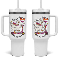 Lesbian Goose On The Loose Tumbler With Handle Funny LGBTQ Animal Pride Gift