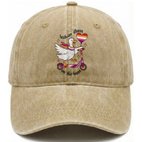 Lesbian Goose On The Loose Washed Cotton Baseball Cap Funny LGBTQ Animal Pride Gift