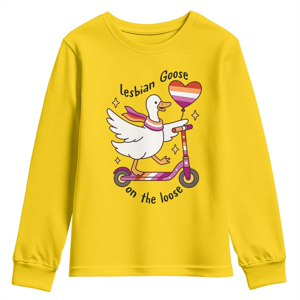 Lesbian Goose On The Loose Youth Sweatshirt Funny LGBTQ Animal Pride Gift