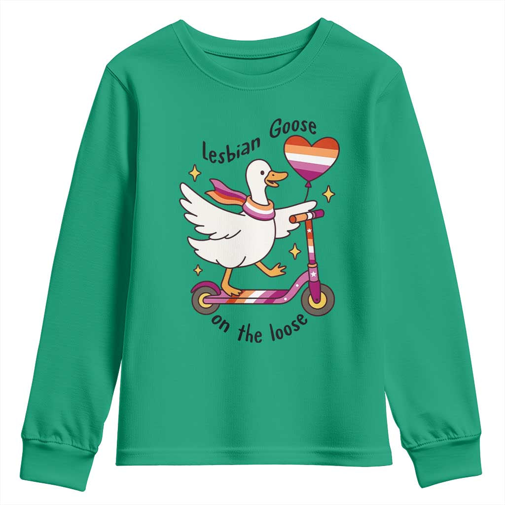 Lesbian Goose On The Loose Youth Sweatshirt Funny LGBTQ Animal Pride Gift