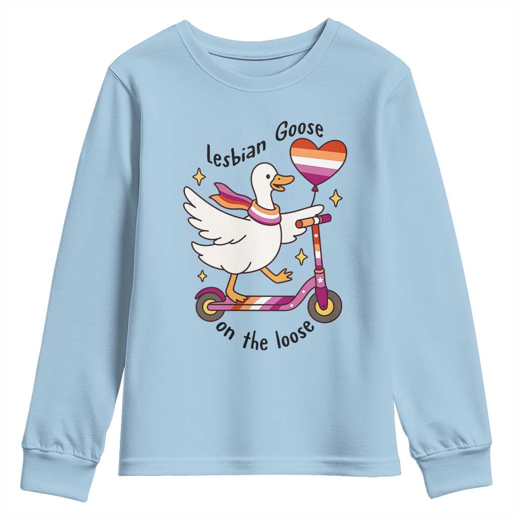 Lesbian Goose On The Loose Youth Sweatshirt Funny LGBTQ Animal Pride Gift