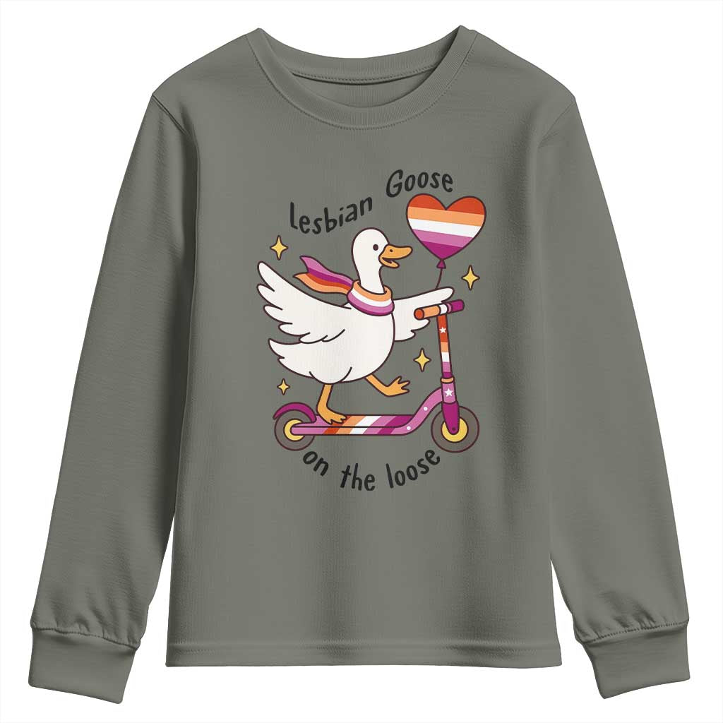 Lesbian Goose On The Loose Youth Sweatshirt Funny LGBTQ Animal Pride Gift