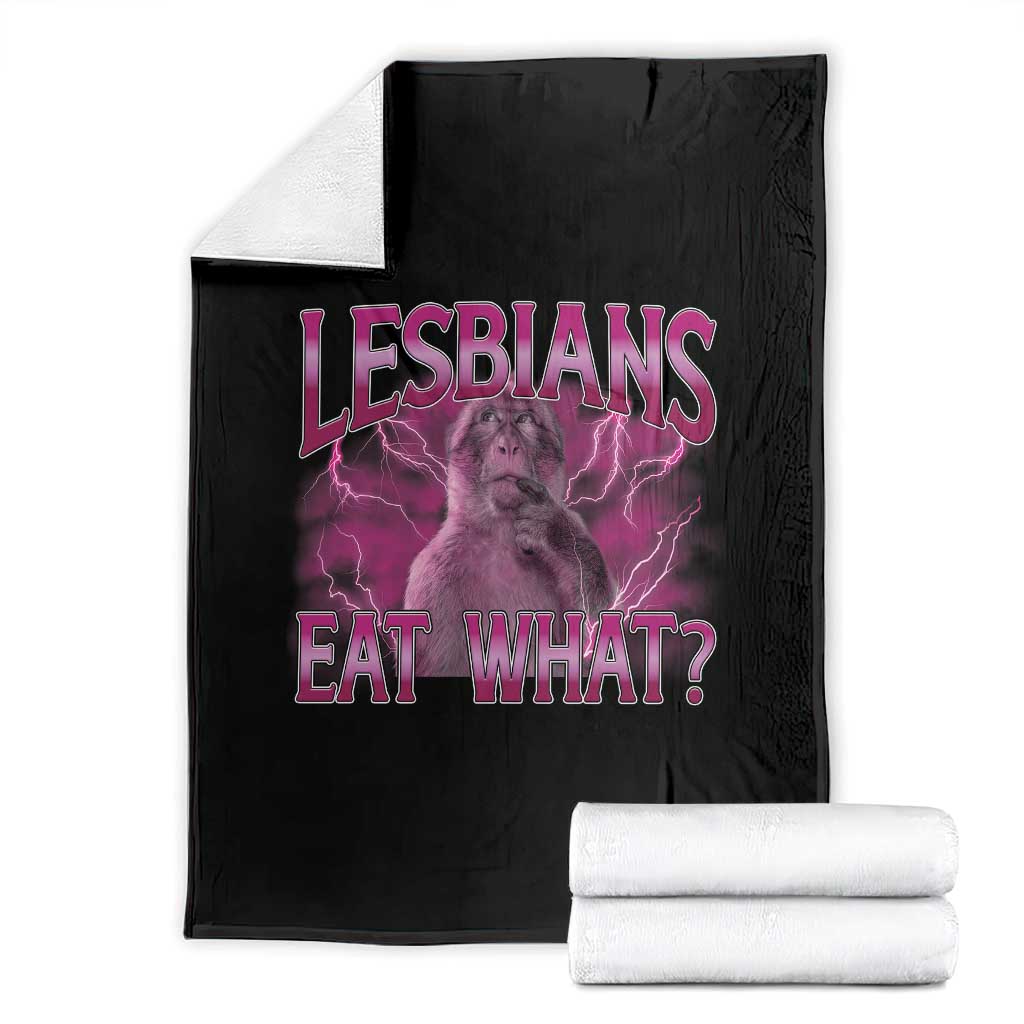 Funny Monkey Meme Lesbians Eat What Throw Blanket LGBTQ Pride Gift