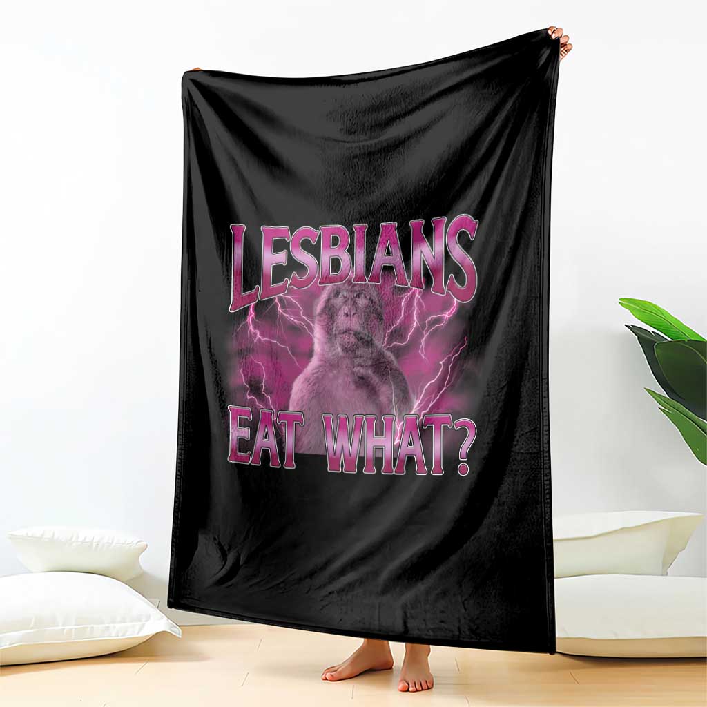 Funny Monkey Meme Lesbians Eat What Throw Blanket LGBTQ Pride Gift