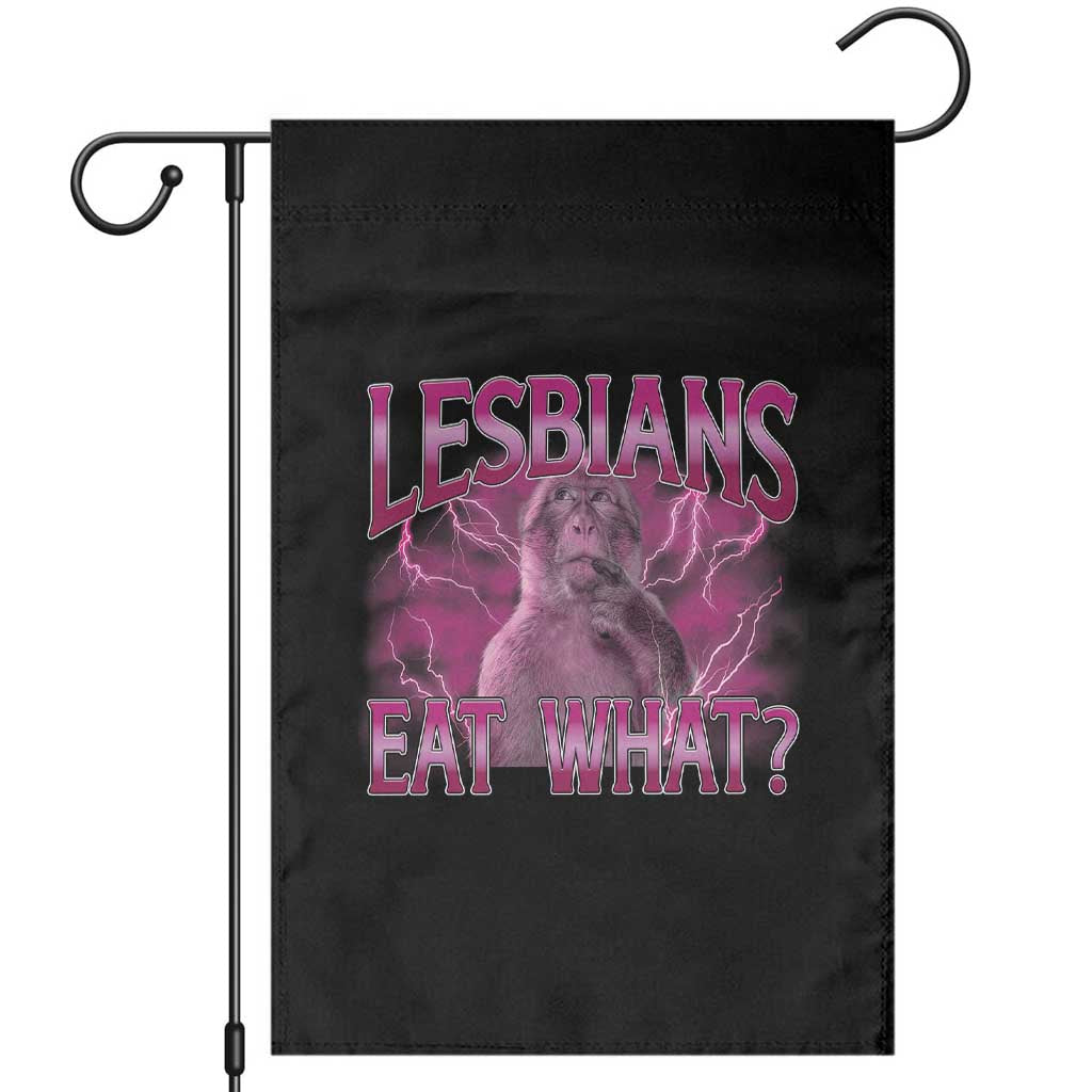 Funny Monkey Meme Lesbians Eat What Garden Flag LGBTQ Pride Gift