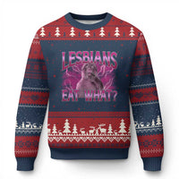 Funny Monkey Meme Lesbians Eat What Ugly Christmas Sweater LGBTQ Pride Gift