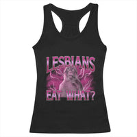 Funny Monkey Meme Lesbians Eat What Racerback Tank Top LGBTQ Pride Gift