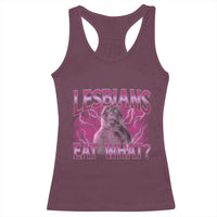 Funny Monkey Meme Lesbians Eat What Racerback Tank Top LGBTQ Pride Gift
