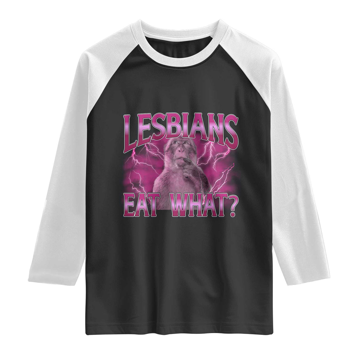 Funny Monkey Meme Lesbians Eat What Raglan Shirt LGBTQ Pride Gift