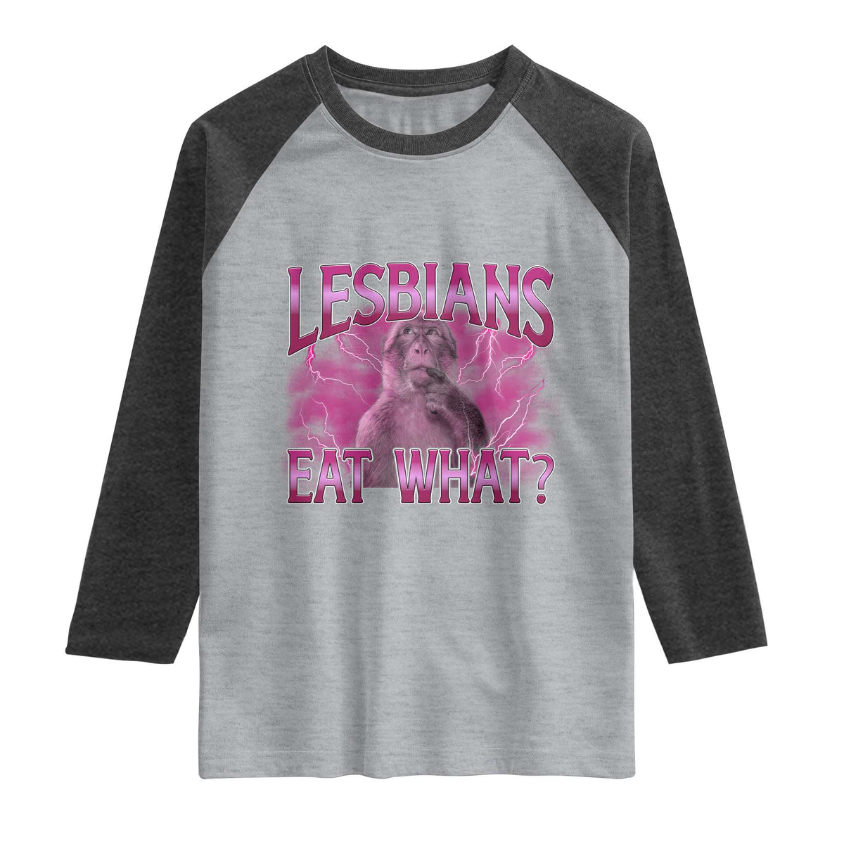 Funny Monkey Meme Lesbians Eat What Raglan Shirt LGBTQ Pride Gift