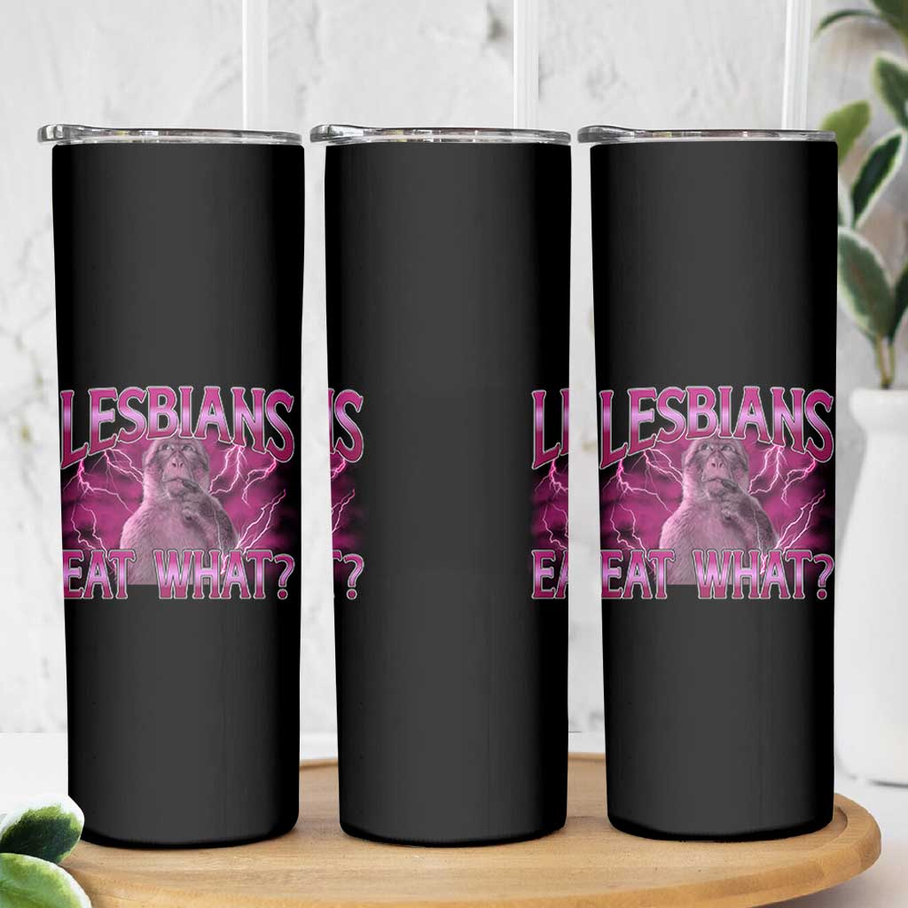 Funny Monkey Meme Lesbians Eat What Skinny Tumbler LGBTQ Pride Gift