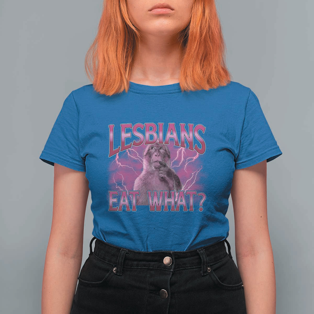 Funny Monkey Meme Lesbians Eat What T Shirt For Women LGBTQ Pride Gift