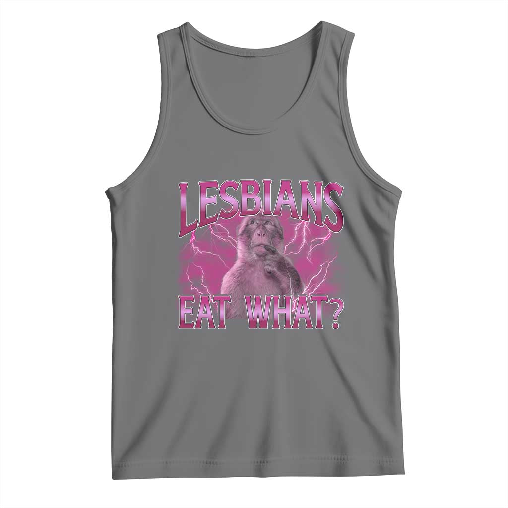 Funny Monkey Meme Lesbians Eat What Tank Top LGBTQ Pride Gift