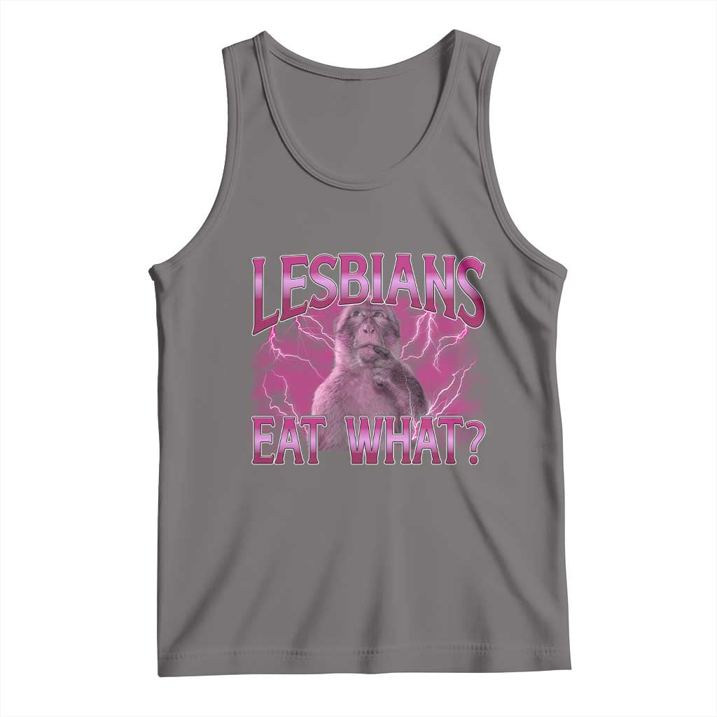 Funny Monkey Meme Lesbians Eat What Tank Top LGBTQ Pride Gift